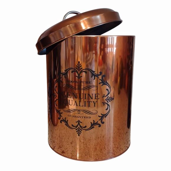 Copper Canister Home Decor Storage Container with Lid Kitchen Bathroom Trashcan - Picture 1 of 10